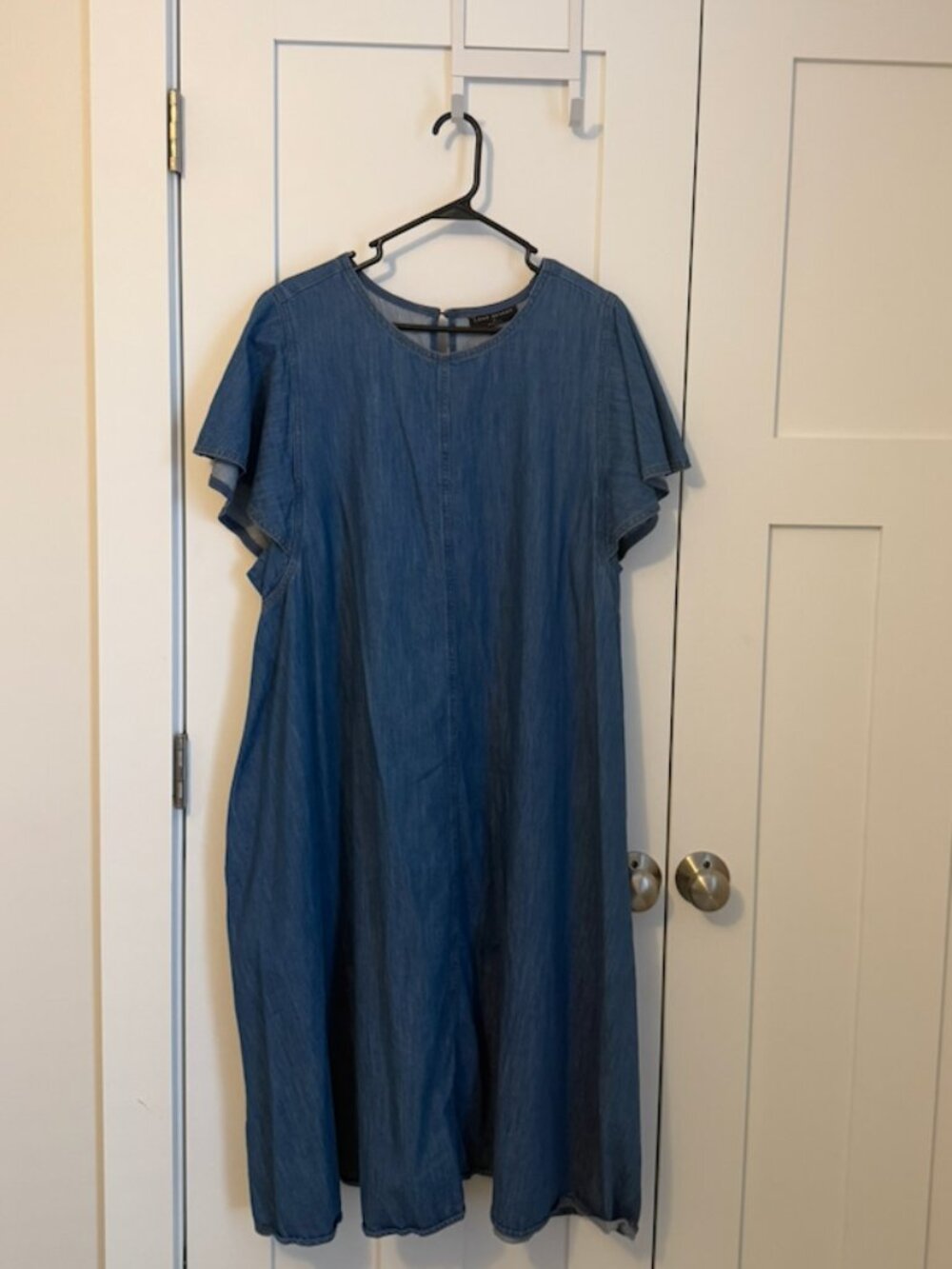 Lane Bryant Size 24 Chambray Denim Look Swing Dress 100% Cotton Pockets